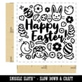 thumbnail image 2 of Happy Easter with Bunny Chicks Flowers and Eggs Self-Inking Rubber Stamp Ink Stamper - Purple Ink - Small 1 Inch, 2 of 7