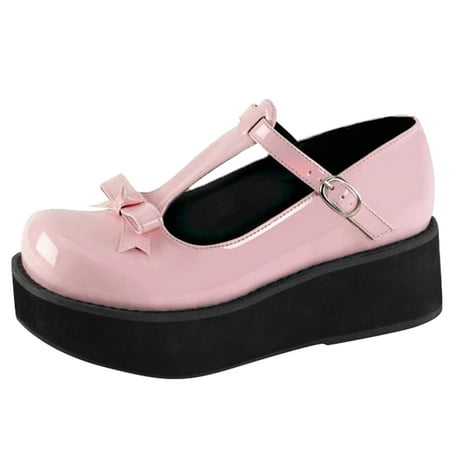 

Sentuca Women s Ladies Fashion Casual Vintage Platform Wedges Buckle Up Leather Shoes