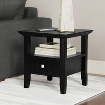 Acadian 19 inch Wide Solid Wood Transitional End Table with Drawer in Black