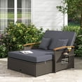 thumbnail image 4 of Costway Patio Rattan Daybed Set with Cushioned Loveseat & Storage Ottoman for Porch Gray, 4 of 10