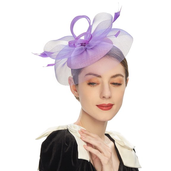 Hontri Fashion Hair Accessories for Teen Girls Tea Party Fascinator Ken/tuckys Derbys Hat Fascinator Pillbox Hat Headband for Cocktail Purple One Size