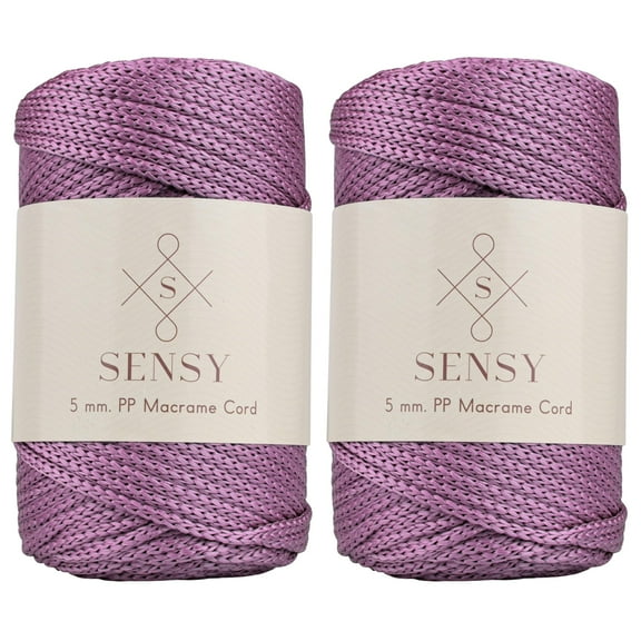 2 Skeins of Sensy Premium 5mm 104 Yards Polyester Rope 100% Polypropylene Cord Macrame Cord 5mm Crochet Bag Cord Macrame Rope Crochet Thread Gift for Knitter (Plum)