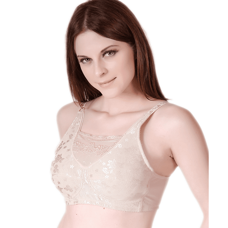 BIMEI Mastectomy Bra with Pockets for Breast Prosthesis Women's Full  Coverage Wirefree Everyday Bra plus size8103,Beige, 42A