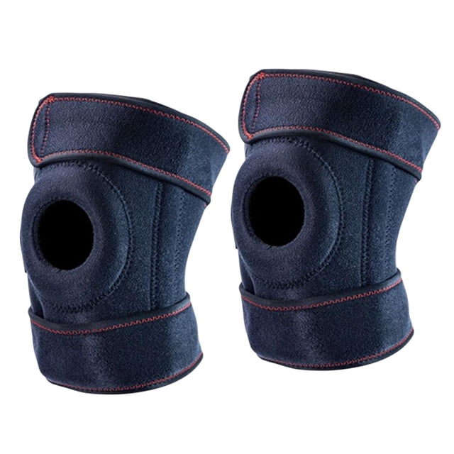 Almencla Genouillères de Compression Ajustables avec Stabilisateurs Latéraux Coussinet de Protection de Rotule Noir Rouge