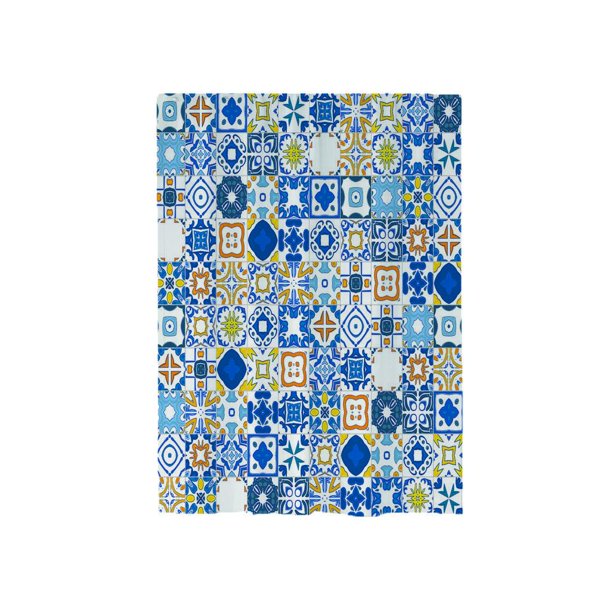 Cortina de Decorativa, Decoración ma de Celebración , Juego de Decoración de Baño Ganchos, 71 `` X Cuadrícu azul Macarena Cortina de baño impermeable
