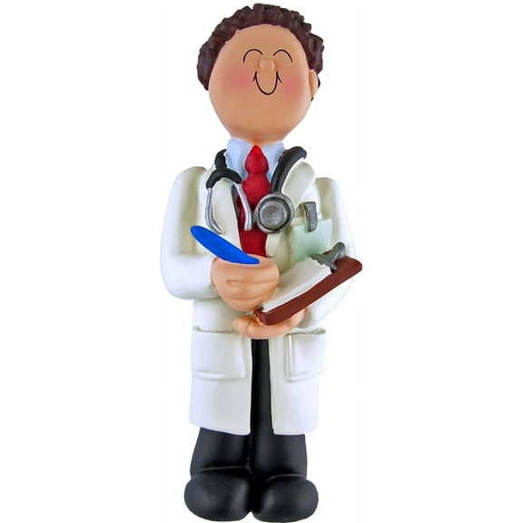 Doctor Male Brown Personalized Christmas Ornament DO-IT-YOURSELF