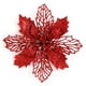 thumbnail image 1 of 12 flores artificiales de Navidad con purpurina de 16 cm, color azul, para árbol de Navidad, para decorar bodas y el hogar (rojo), 1 of 7