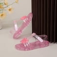 thumbnail image 2 of Toddler Sandals Girls Jelly Shoes Open Toe T-Strap Kids Clear Flat Shoes Summer Waterproof Beach Shoes Red 10 Little Kid, 2 of 5