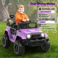 thumbnail image 1 of Historyli Camión eléctrico de 12 V con control remoto para padres, luces LED y suspensión de resorte, color morado, 1 of 7