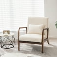 thumbnail image 2 of Costway Set of 2 Accent Chairs Leisure Armchair with Rubber Wood Frame&Lumbar Pillow Beige, 2 of 8