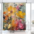 thumbnail image 3 of Floral Shower Curtain Watercolour Flowes Shower Curtains for Bathroom Vintage Hibiscus Bellis Perennis Lily Colourful Planta Flowers Decor Set with 12 Hooks 72x72 inches (D), 3 of 6