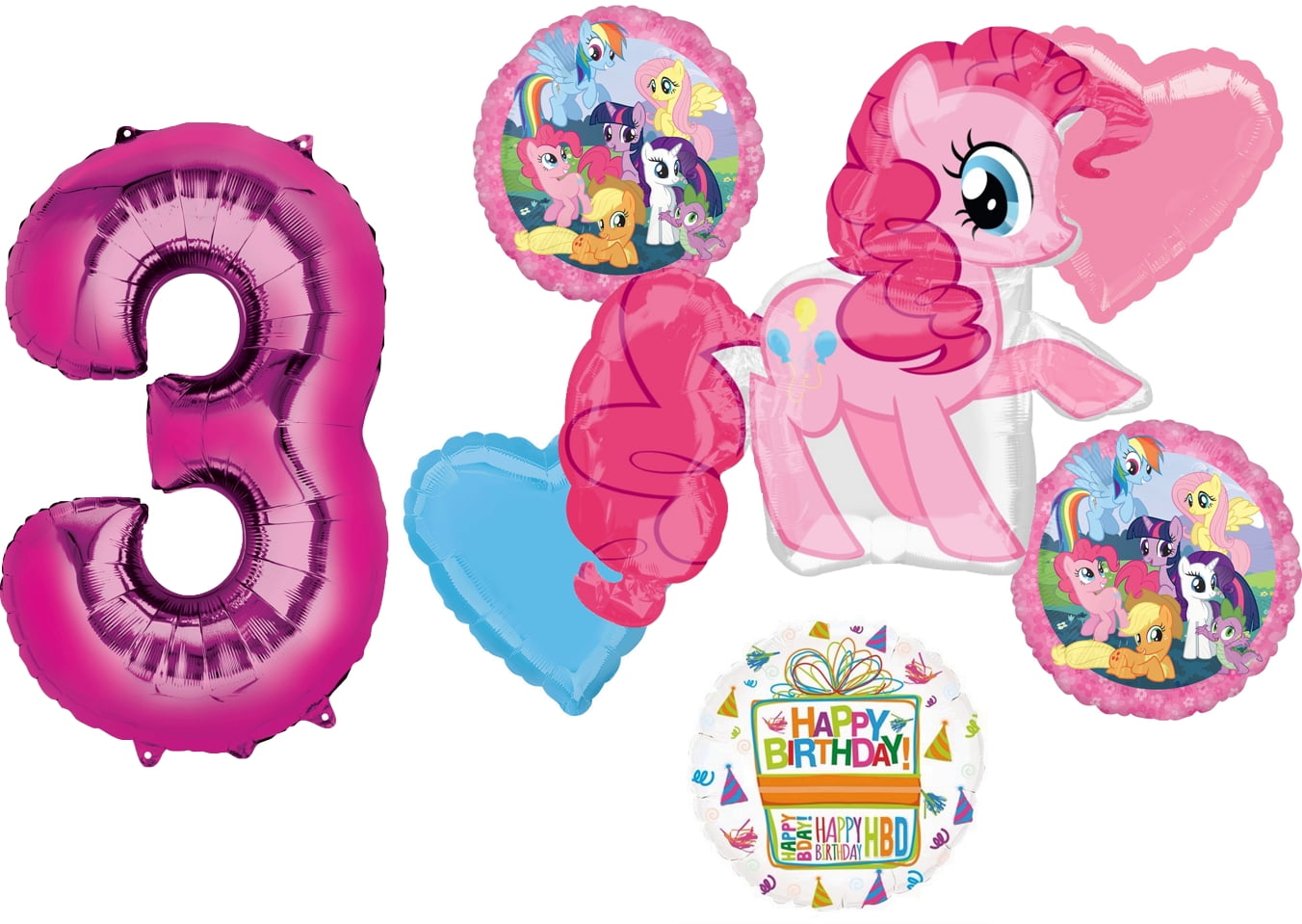 My Little Pony Pinkie Pie 3rd Birthday Party Supplies and Balloon