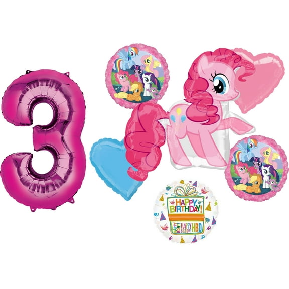 My Little Pony Pinkie Pie 3rd Birthday Party Supplies and Balloon Decorations