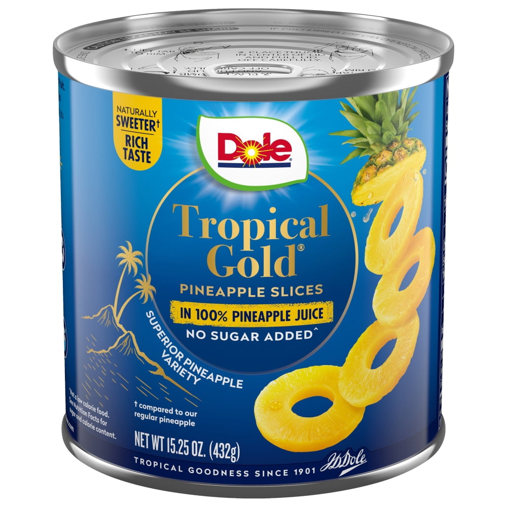 Dole Canned Tropical Gold Pineapple Slices in 100% Pineapple Juice 15.25 oz - 5 Pack