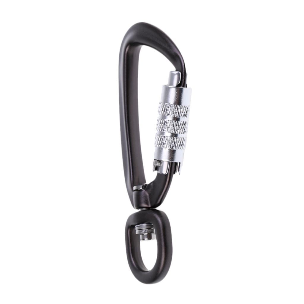 harayaa 2x Carabiner Self Lock Clip Key Ring Holder Key Chain Hiking Hook D Shape 500KG