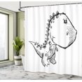 thumbnail image 4 of Ambesonne Sketch Art Shower Curtain, Funny Little Dinosaur, 69"Wx84"L, Charcoal Grey White, 4 of 4