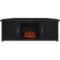 thumbnail image 4 of Corner Fireplace TV Stand for 65+ inch TVs, Entertainment Center with Storage Shelves, Black, 4 of 15