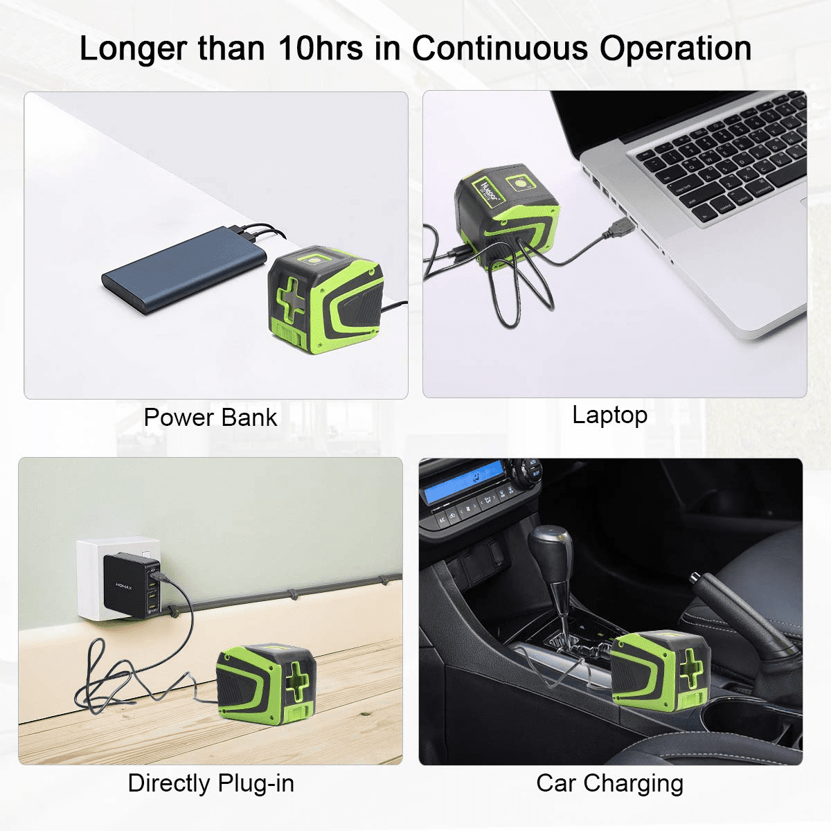 Huepar Green Beam Self-leveling Laser Level Cross Line Laser Level Tools with Rechargeable Li-ion Battery and Pulse Mode