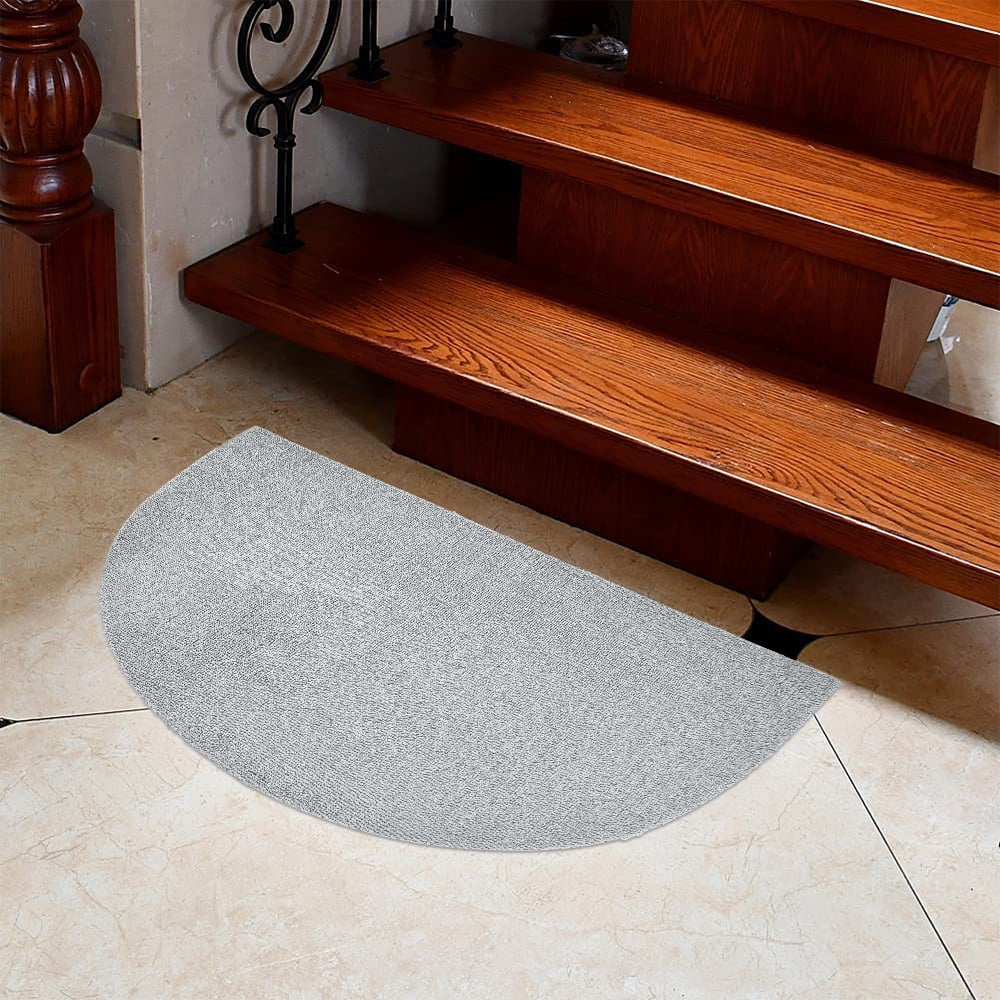 Glonme Floor Mats Half Round Bath Mat Solid Color Washable Bathroom