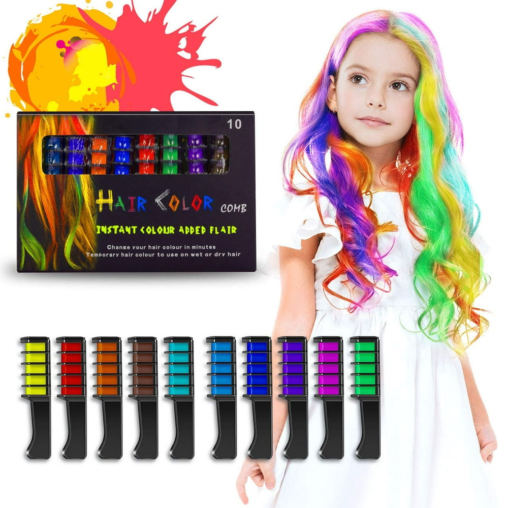10 Colors Hair Chalk Comb Set, NonToxic & Washable