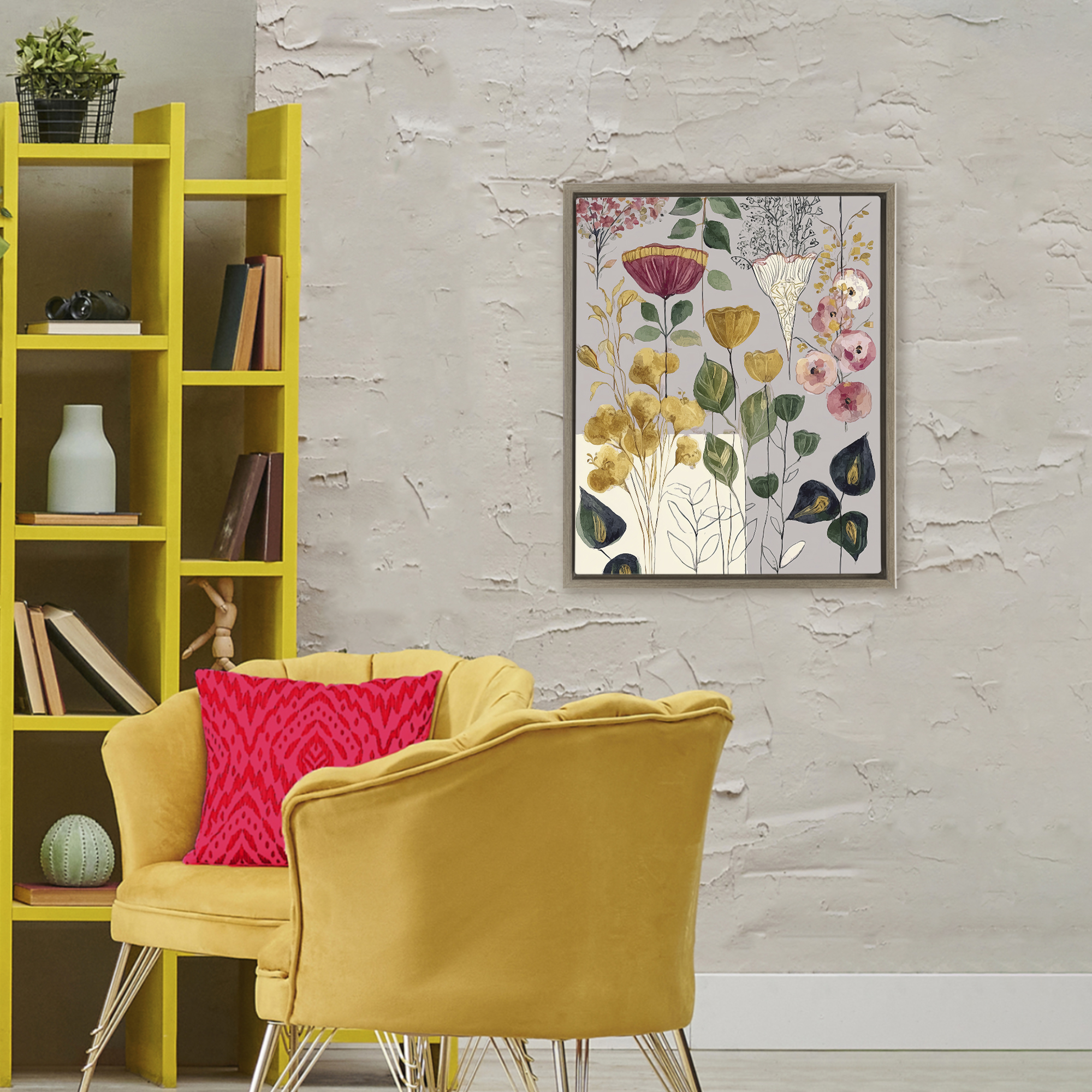 Playful Assumptions Foliage Brown Framed Floater Canvas Wall Art, design by Annabelle Hall