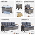 thumbnail image 3 of MEISSALIVVE 6 Pieces Patio Furniture Sets with Fire Pit Table, Wicker Outdoor Conversation Sets with 2 Swivel Rocker Chairs, 2 Sofas and Side Table(Grey), 3 of 8