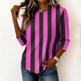 thumbnail image 5 of JULMCOMO Shirts for Women Vertical Striped 3/4 Sleeve Crew Neck Trendy Loose Fit T Shirts Color Block Comfy Summer Tops Purple M, 5 of 6