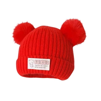 Kids Pom Pom Beanie Boys Girls Faux Fur Ball Warm Lined Knit Kids Winter Hat Set Amazon.com: Vpang Kids Winter Knitted Hat Faux Fur Ball Pom  main image 2