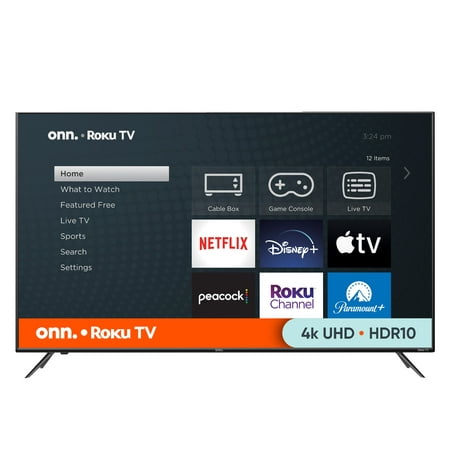 onn. 55” Class 4K UHD (2160P) LED Roku Smart TV HDR (100012586)