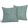 thumbnail image 2 of Vintage Floral Pillow Covers 20x20 Inch Set of 2 Dark Teal and Cream Rustic Flower Outdoor Decorative Throw Pillows Teal Small Floral Print Farmhouse Pillowcases Cotton Linen Cushion Cover for Couch, 2 of 6