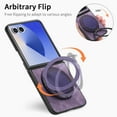 thumbnail image 2 of Allytechgroup Case for Samsung Galaxy Z Flip 7 with Ring Kickstand, PU Leather Hard PC Back Cover Slim Lightweight Support Magnetic Car Phone Mount Shockproof for Samsung Galaxy Z Flip 7, Purple, 2 of 10