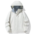 thumbnail image 4 of SEMPAI Waterproof Jacket for Women Windproof Jacket Women Hooded Casual Long Sleeve Coat with Pocket Loose Zipper Sports Suit White XL, 4 of 5