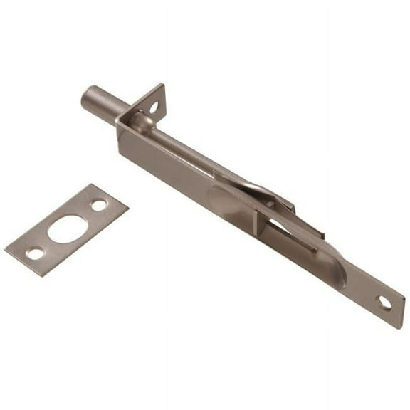 Hillman Group 853113 Carded - Flush Bolt, Solid Brass & Satin Nickel - 6 in.