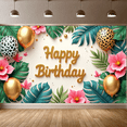 thumbnail image 6 of Tropical Design Happy Birthday Banner Floral Decoration Leopard Print Balloons Celebration Backdrop for Birthday Party Indoor Outdoor Kids, 6 of 7