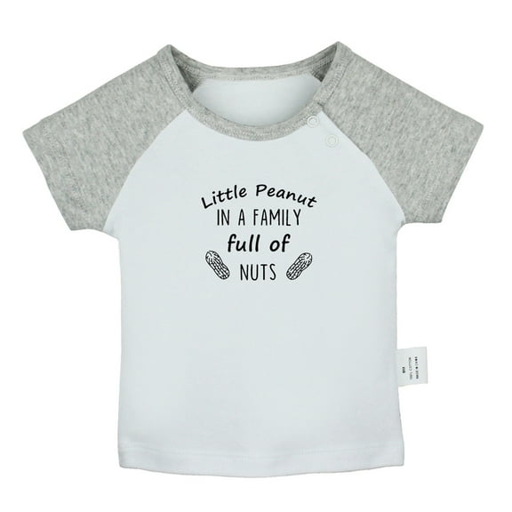 Little Peanut Funny T shirt For Baby, Newborn Babies T-shirts, Infant Tops, 0-24M Kids Graphic Tees Clothing (Short Gray Raglan T-shirt, 0-6 Months)