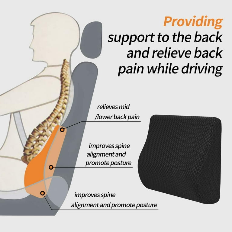 TISHIJIE Memory Foam Lumbar Support for Car Designed for Mid/Lower