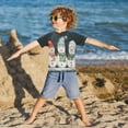 thumbnail image 3 of FORMRS Boys Rash Guard with Short Sleeves UPF 50+ Swim Shirts Sizes 3-12T, Green Snowmen, 3 of 6