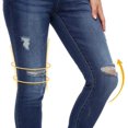 thumbnail image 3 of Pantalones de mezclilla cómodos desgastados ajustados suaves elásticos de cintura alta para mujer 140-azul 0, 3 of 5