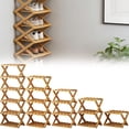 thumbnail image 4 of Foldable Shoe Rack,Wooden Standing Shoe Rack,Multifunctional Wooden Stackable Shoes Rack Organizer for Closet Front Door Entrance Narrow Vertical Shoe Storage ,No-Assembly(1 layer), 4 of 5
