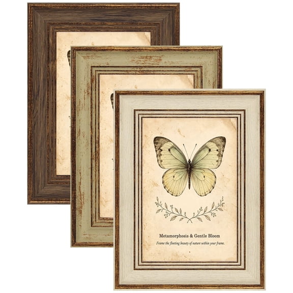 XUANLUO 3 Pack 4x6 Inch Farmhouse Rustic Picture Frame Sets Distressed Farmhouse Plastic Frame for Wall Mount or Tabletop Display