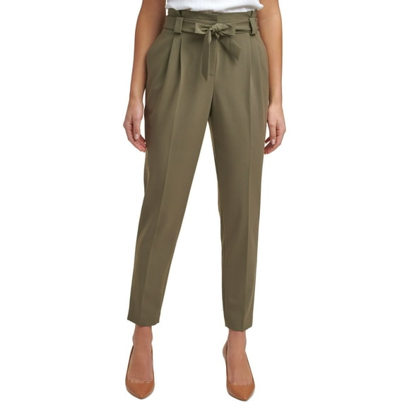 Calvin Klein Petite Tie Waist Ankle Pants Caper 10P