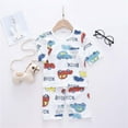 thumbnail image 3 of CAROOTU Enfants Dessin Animé Imprimé Manches Courtes Col Rond T-shirt Top avec Short pour la Plage d'Été, 3 of 7