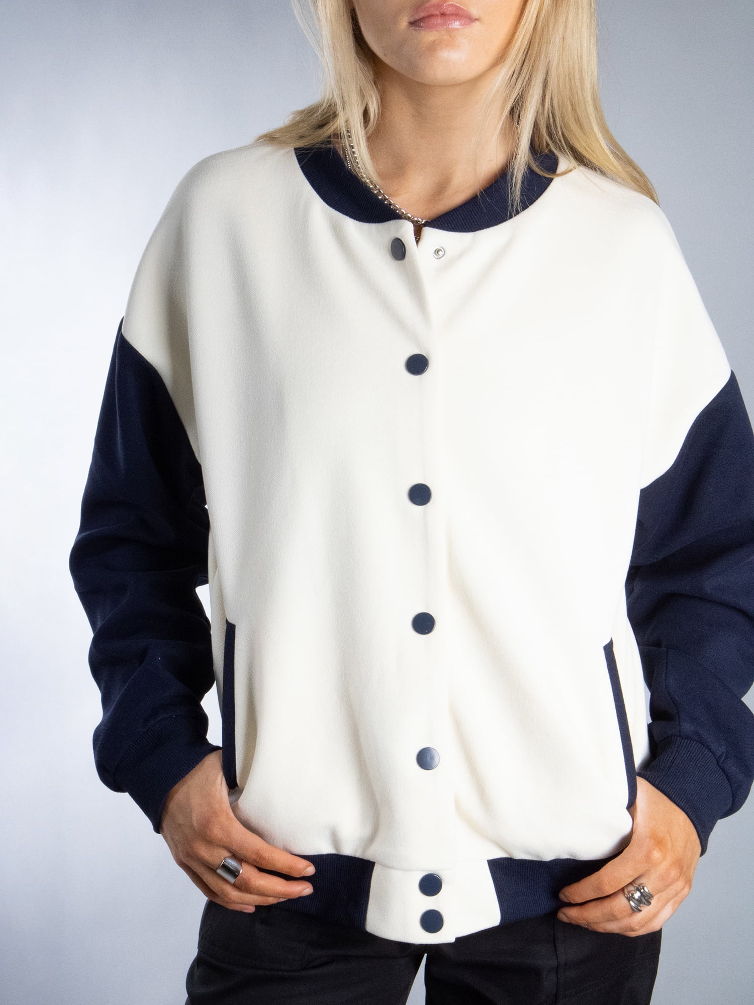 DARING DIVA Women's Long Sleeve Button Down Oversized Jacket S Beige