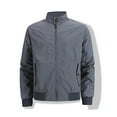 thumbnail image 4 of Men's Lightweight Windbreaker Jackets Button Stand Collar Zip Long Sleeve Fall Casual Coat with Pocket, 4 of 5