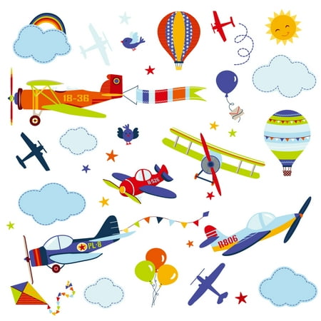 - Vintage Planes Nursery/Kids Room Peel & Stick Wall Decals