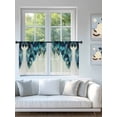 thumbnail image 4 of Sheer Curtains 45 Inch Length 2 Panels Set for Kitchen, Turquoise Feather Semi Sheer Curtains for Windows, Abstract Beige Peacock Feather Voile Window Treatments Rod Pocket Curtain, 4 of 7