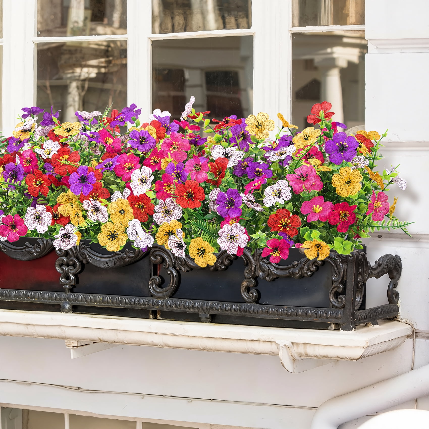 Scidweet Artificial Flowers, 18 Bundles Faux Fake Silk Flower Plants for Outdoors Spring Summer Patio Garden Porch Yard Home Decor