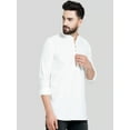 thumbnail image 3 of eloria Men's Traditional White Solid Thread Work Cotton Blend Kurta, 3 of 7