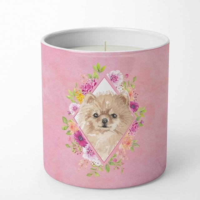 Caroline's Treasures Pomeranian Fleurs Roses 10 oz Pot de Soja Décoratif-Bougies