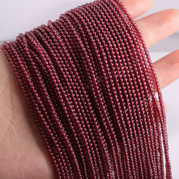 Xiao Hua Cuentas redondas pequeñas de piedra natural de 2 mm, accesorios de joyería DIY, cuentas sueltas de piedra natural granate, pulseras, pendientes, collares, accesorios de joyería.